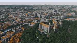 An example block visualization of Ljubljana with castle.