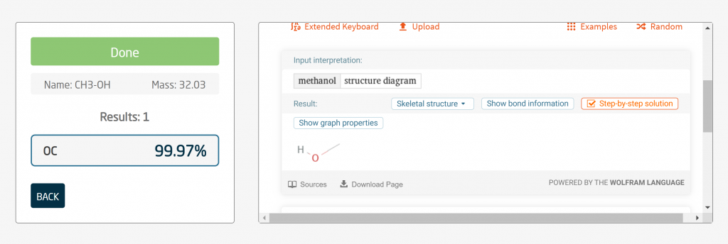 Graphical representation of SMILES structure with WolframAlpha